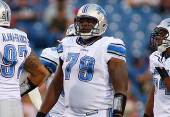 ORCHARD PARK, NY - SEPTEMBER 3:  Jonathan Scott #79 of the Detroit Lions looks on during the preseason game against the Buffalo Bills at Ralph Wilson Stadium on September 3, 2009 in Orchard Park, New York. (Photo by Rick Stewart/Getty Images)