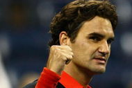 NEW YORK - SEPTEMBER 09:  Roger Federer of Switzerland celebrates a point against Robin Soderling of Sweden during day ten of the 2009 U.S. Open at the USTA Billie Jean King National Tennis Center on September 9, 2009 in the Flushing neighborhood of the Queens borough of New York City.  (Photo by Chris McGrath/Getty Images)