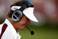COLUMBIA, SC - SEPTEMBER 13: Head coach Steve Spurrier of the South Carolina Gamecocks looks down during their game against the Georgia Bulldogs September 13, 2008 at Williams-Brice Stadium in Columbia, South Carolina. (Photo by Streeter Lecka/Getty Images)