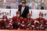 GLENDALE, AZ - APRIL 07:  Head coach Wayne Gretzky of the Phoenix Coyotes looks on during the NHL game against the St. Louis Blues at Jobing.com Arena on April 7, 2009 in Glendale, Arizona. The Blues defeated the Coyotes 5-1.  (Photo by Christian Petersen/Getty Images)