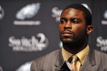 PHILADELPHIA - AUGUST 14: Michael Vick of the Philadelphia Eagles speaks at a press conference at the NovaCare Complex on August 14, 2009 in Philadelphia, Pennsylvania. Vick signed a one-year contract, with a second year option, with the Eagles.  (Photo by Larry French/Getty Images)