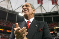 ATLANTA - OCTOBER 12:  Owner Arthur Blank of the Atlanta Falcons, celebrates after a 22-20 win over the Chicago Bears at the Georgia Dome on October 12, 2008 in Atlanta, Georgia. (Photo by Kevin C. Cox/Getty Images)