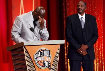SPRINGFIELD, MA - SEPTEMBER 11: David Thompson presents Michael Jordan to the Naismith Memorial Basketball Hall of Fame during an induction ceremony on September 11, 2009 in Springfield, Massachusetts. NOTE TO USER: User expressly acknowledges and agrees that, by downloading and or using this Photograph, user is consenting to the terms and conditions of the Getty Images License Agreement.(Photo by Jim Rogash/Getty Images)