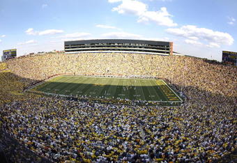ANN ARBOR, MI - SEPTEMBER 05: General view of Michigan stadium during the third quarter as Western Michigan Broncos plays the Michigan Wolverines on September 5, 2009 at Michigan Stadium in Ann Arbor, Michigan. Michigan won the game 31-7. (Photo by Gregory Shamus/Getty Images)