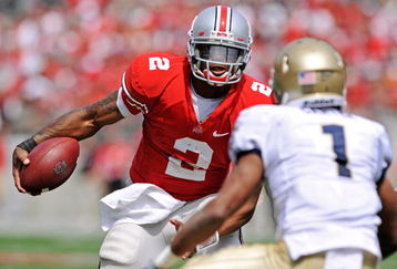 COLUMBUS, OH - SEPTEMBER 05:  Quarterback Terrelle Pryor #2 of the Ohio State Buckeyes runs with the ball against the Navy Midshipmen at Ohio Stadium on September 5, 2009 in Columbus, Ohio.  (Photo by Jamie Sabau/Getty Images)