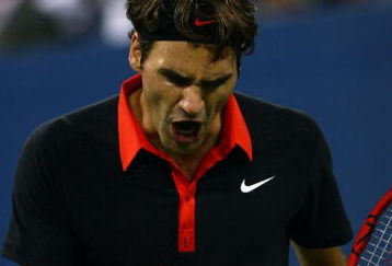 NEW YORK - SEPTEMBER 09:  Roger Federer of Switzerland celebrates a point against Robin Soderling of Sweden during day ten of the 2009 U.S. Open at the USTA Billie Jean King National Tennis Center on September 9, 2009 in the Flushing neighborhood of the Queens borough of New York City.  (Photo by Chris McGrath/Getty Images)