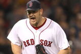 BOSTON - JUNE 11:  Brad Penny #36 of the Boston Red Sox reacts after striking out Hideki Matsui #55 of the New York Yankees in the sixth at Fenway Park on June 11, 2009 in Boston, Massachusetts.  (Photo by Jim Rogash/Getty Images)