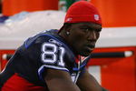 ORCHARD PARK, NY - SEPTEMBER 3:  Terrell Owens #81 of the Buffalo Bills looks on during the preseason game against the Detroit Lions at Ralph Wilson Stadium on September 3, 2009 in Orchard Park, New York. (Photo by Rick Stewart/Getty Images)