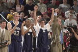SEATTLE - MARCH 20:  Members of the Nevada Wolf Pack celebrate during the second round game of the NCAA Division I Men's Basketball Tournament against the Gonzaga Bulldogs on March 20, 2004 at Key Arena in Seattle, Washington.  (Photo by Otto Greule Jr/Getty Images)