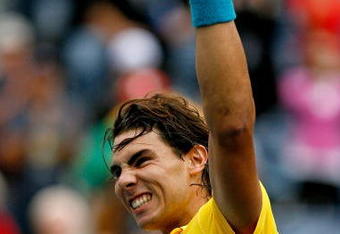 NEW YORK - SEPTEMBER 12:  Rafael Nadal of Spain celebrates after defeating Fernando Gonzalez of Chile in the Men's Singles Quarterfinals match on day thirteen of the 2009 U.S. Open at the USTA Billie Jean King National Tennis Center on September 12, 2009 in the Flushing neighborhood of the Queens borough of New York City.  Nadal defeated Gonzalez 7-6 (7), 7-6 (7), 6-0.  (Photo by Matthew Stockman/Getty Images)