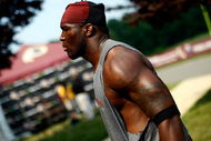 ASHBURN, VA - AUGUST 03:Defensive end Brian Orakpo #98 of the Washington Redskins walks to the locker room following practice at training camp August 3, 2009 in Ashburn, Virginia.  (Photo by Win McNamee/Getty Images)