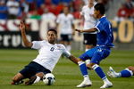 SANDY, UT - SEPTEMBER 05:  Clint Dempsey #8 of the United States slides to get the ball against Marvin Gonzales #3 during the FIFA 2010 World Cup Qualifier match between the United States and El Salvador at Rio Tinto Stadium on September 5, 2009 in Sandy, Utah.  (Photo by Jonathan Ferrey/Getty Images)