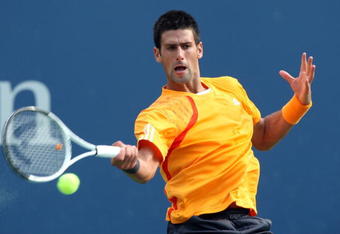 NEW YORK - SEPTEMBER 09:  Novak Djokovic of Serbia returns a shot during his match against Fernando Verdasco of Spain during day ten of the 2009 U.S. Open at the USTA Billie Jean King National Tennis Center on September 9, 2009 in the Flushing neighborhood of the Queens borough of New York City.  (Photo by Jim McIsaac/Getty Images)