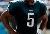 CHARLOTTE, NC - SEPTEMBER 13:  Quarterback Donovan McNabb #5 of the Philadelphia Eagles walks off the field after injuring his knee in the second half of their NFL season opener against the Carolina Panthers at Bank of America Stadium on September 13, 2009 in Charlotte, North Carolina. McNabb did not return to the game.  (Photo by Streeter Lecka/Getty Images)