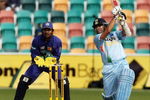 HOBART, AUSTRALIA - FEBRUARY 26:  Sachin Tendulkar of India drives the ball during the Commonwealth Bank Series One Day International match between Sri Lanka and India at Bellerive Oval on February 26, 2008 in Hobart, Australia.  (Photo by Quinn Rooney/Getty Images)