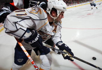 PHILADELPHIA - MARCH 07:  David Legwand #11 of the Nashville Predators skates against the Philadelphia Flyers on March 7, 2009 at Wachovia Center in Philadelphia, Pennsylvania. The Flyers defeated the Predators 4-1.  (Photo by Jim McIsaac/Getty Images)