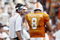 KNOXVILLE, TN - SEPTEMBER 12: Lane Kiffin, head coach of  the Tennessee Volunteers talks with Jonathan Crompton #8 of the Tennessee Volunteers during a timeout against the UCLA Bruins on September 12, 2009 at Neyland Stadium in Knoxville, Tennessee. The Bruins beat the Volunteers 19-15. (Photo by Joe Murphy/Getty Images)
