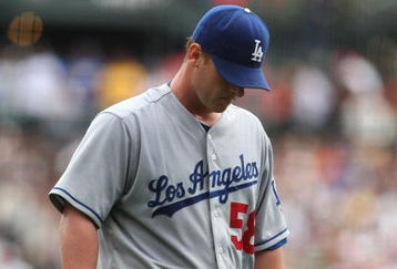 SAN FRANCISCO - SEPTEMBER 13: Chad Billingsley #58 of the Los Angeles Dodgers walks off the mound in the second inning against the San Francisco Giants during a Major League Baseball game at AT&T Park on September 13, 2009 in San Francisco, California.  (Photo by Jed Jacobsohn/Getty Images)