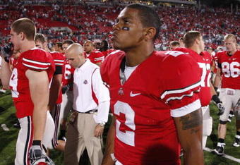 COLUMBUS, OH - SEPTEMBER 13:  Terrelle Pryor #2 of the Ohio State Buckeyes leaves the field after losing 18-15 to the Southern California Trojans on September 13, 2009 at Ohio Stadium in Columbus, Ohio.  (Photo by Gregory Shamus/Getty Images)
