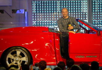 SANTA MONICA, CA - JANUARY 22:  Wrestler Randy Couture onstage during the Spike TV Presents Auto Rox: The Automotive Award Show at the Barker Hanger Airport on January 22, 2005 in Santa Monica, California.  (Photo by Matthew Simmons/Getty Images)