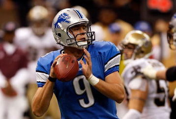 NEW ORLEANS - SEPTEMBER 13:  Quarterback Matthew Stafford #9 of the Detroit Lions throws the ball against the New Orleans Saints at the Louisiana Superdome on September 13, 2009 in New Orleans, Louisiana. The Saints defeated the Lions 45-27.   (Photo by Chris Graythen/Getty Images)