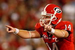 ATHENS, GA - SEPTEMBER 12:  Quarterback Joe Cox #14 of the Georgia Bulldogs directs the offense against the South Carolina Gamecocks at Sanford Stadium on September 12, 2009 in Athens, Georgia.  (Photo by Kevin C. Cox/Getty Images)