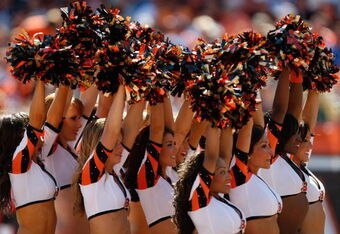 CINCINNATI, OH - SEPTEMBER 13:  Bengals cheerleaders entertain fans during the game between the Cincinnati Bengals  against the Denver Broncos at Paul Brown Stadium on September 13, 2009 in Cincinnati, Ohio. The Broncos defeated the Bengals 12-7. (Photo by Scott Boehm/Getty Images)