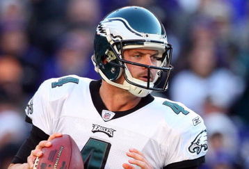 BALTIMORE - NOVEMBER 23:  Kevin Kolb #4 of the Philadelphia Eagles looks to pass against the Baltimore Ravens on November 23, 2008 at M&T Bank Stadium in Baltimore, Maryland. The Ravens defeated the Eagles 36-7.  (Photo by Jim McIsaac/Getty Images)