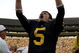 ANN ARBOR, MI - SEPTEMBER 12:  Quarterback Tate Forcier #5 celebrates with seconds left in the game against Notre Dame at Michigan Stadium on September 12, 2009 in Ann Arbor, Michigan.  (Photo by Domenic Centofanti/Getty Images)