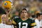 GREEN BAY, WI - SEPTEMBER 13: Aaron Rodgers #12 of the Green Bay Packers celebrates throwing the winning touchdown pass against the Chicago Bears on September 13, 2009 at Lambeau Field in Green Bay, Wisconsin. The Packers defeated the Bears 21-15. (Photo by Jonathan Daniel/Getty Images)