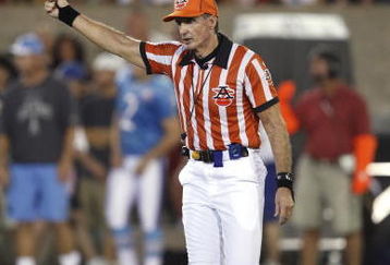 CANTON, OH - AUGUST 9: Referee Bill Leavy is seen wearing an original AFL uniform during the Pro Football Hall of Fame Game between the Buffalo Bills and Tennessee Titans at Fawcett Stadium on August 9, 2009 in Canton, Ohio. The Titans defeated the Bills 21-18. (Photo by Joe Robbins/Getty Images)