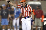 CANTON, OH - AUGUST 9: Referee Bill Leavy is seen wearing an original AFL uniform during the Pro Football Hall of Fame Game between the Buffalo Bills and Tennessee Titans at Fawcett Stadium on August 9, 2009 in Canton, Ohio. The Titans defeated the Bills 21-18. (Photo by Joe Robbins/Getty Images)