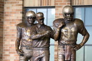SOUTH BEND,IN - SEPTEMBER 13:  Former head coach Lou Holtz of the Notre Dame Fighting Irish has a statue unveiled before the game against the Michigan Wolverines on September 13, 2008 at Notre Dame Stadium in South Bend, Indiana. (Photo by: Gregory Shamus/Getty Images)