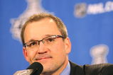 PITTSBURGH - JUNE 04:  Head coach Dan Bylsma of the Pittsburgh Penguins addresses the media after a 4-2 win over the Detroit Red Wings in Game Four of the 2009 NHL Stanley Cup Finals on June 4, 2009 at Mellon Arena in Pittsburgh, Pennsylvania.  (Photo by Harry How/Getty Images)