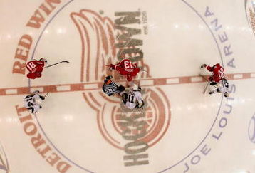 DETROIT - JUNE 12:  Jordan Staal #11 of the Pittsburgh Penguins lines up to take the faceoff against Pavel Datsyuk #13 of the Detroit Red Wings during Game Seven of the 2009 NHL Stanley Cup Finals at Joe Louis Arena on June 12, 2009 in Detroit, Michigan. The Penguins defeated the Red Wings 2-1 in the seventh game to win the Stanley Cup Finals series 4 games to 3. (Photo by Harry How/Getty Images)
