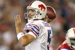 FOXBORO, MA - SEPTEMBER 14:  Quarterback Trent Edwards #5 of the Buffalo Bills throws a pass during the first half against the New England Patriots on September 14, 2009 at Gillette Stadium in Foxboro, Massachusetts. (Photo by Elsa/Getty Images)