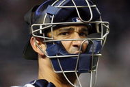 NEW YORK - JUNE 17:  Jorge Posada #20 of the New York Yankees looks on against the Washington Nationals on June 17, 2009 at Yankee Stadium in the Bronx borough of New York City.  (Photo by Jim McIsaac/Getty Images)