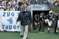 STATE COLLEGE, PA - SEPTEMBER 12: Head coach Joe Paterno of the Penn State Nittany Lions walks on to the field before the start of their game against the Syracuse Orangemen  at Beaver Stadium  September 12, 2009 in State College, Pennsylvania.  (Photo by Chris Gardner/Getty Images)
