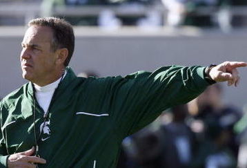 EAST LANSING, MI - NOVEMBER 03: Mark Dantonio of the Michigan State Spartans motions on the field during the game against the Michigan Wolverines at Spartan Stadium November 3, 2007 in East Lansing, Michigan. Michigan defeated Michigan State 28-24. (Photo by Kevin C. Cox/Getty Images) 
