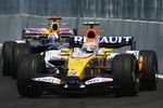 VALENCIA, SPAIN - AUGUST 24:  Nelson Piquet Jnr of Brazil and Renault and David Coulthard of Great Britain and Red Bull Racing in action during the European Formula One Grand Prix at the Valencia Street Circuit on August 24, 2008, in Valencia, Spain.  (Photo by Bryn Lennon/Getty Images)