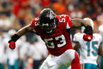 ATLANTA - SEPTEMBER 13:  Mike Peterson #53 of the Atlanta Falcons against the Miami Dolphins at Georgia Dome on September 13, 2009 in Atlanta, Georgia.  (Photo by Kevin C. Cox/Getty Images)