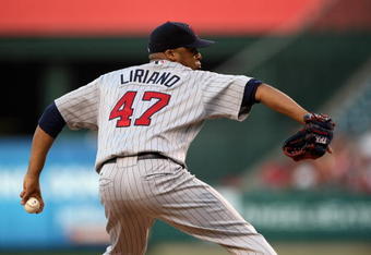 ANAHEIM, CA - JULY 24:   Francisco Liriano #47 of the Minnesota Twins throws a pitch against the Los Angeles Angels of Anaheim on July 24, 2009 at Angel Stadium in Anaheim, California.  (Photo by Stephen Dunn/Getty Images)