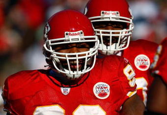 KANSAS CITY, MO - DECEMBER 16:  Turk McBride #90 of the Kansas City Chiefs in action during the game against the Tennessee Titans on December 16, 2007 at Arrowhead Stadium in Kansas City, Missouri.  (Photo by Jamie Squire/Getty Images)