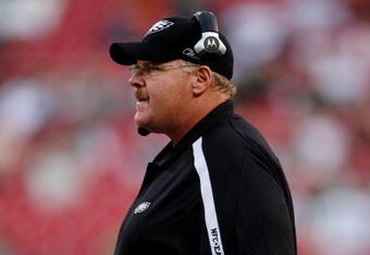 EAST RUTHERFORD, NJ - SEPTEMBER 3:  Head Coach Andy Reid of the Philadelphia Eagles looks on during the NFL preseason game against the New York Jets at Giants Stadium on September 3, 2009 in East Rutherford, New Jersey. (Photo by Jim McIsaac/Getty Images)