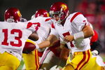 COLUMBUS, OH - SEPTEMBER 12:  Quarterback Matt Barkley #7 of the USC Trojans looks to hand off the ball during the game against the Ohio State Buckeyes at Ohio Stadium on September 12, 2009 in Columbus, Ohio. (Photo by Gregory Shamus/Getty Images)