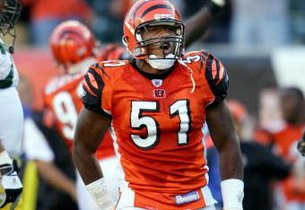 CINCINNATI, OH - OCTOBER 30:  Linebacker Odell Thurman #51 of the Cincinnati Bengals celebrates a win over of the Green Bay Packers at Paul Brown Stadium on October 30, 2005 in Cincinnati, Ohio. The Bengals defeated the Packers 21-14.  (Photo by Andy Lyons/Getty Images)