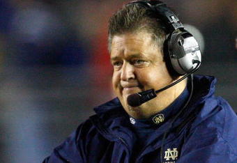 CHESTNUT HILL, MA - NOVEMBER 8: Coach Charlie Weis of the Notre Dame Fighting Irish against the Boston College Eagles on November 8, 2008 at Alumni Stadium in Chestnut Hill, Massachusetts.(Photo by Jim Rogash/Getty Images)