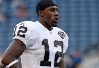 SEATTLE - SEPTEMBER 03: Darrius Heyward-Bey #12 of the Oakland Raiders stands on the field before the game against the Seattle Seahawks on September 3, 2009 at Qwest Field in Seattle, Washington. (Photo by Otto Greule Jr/Getty Images)     