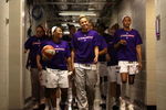 PHOENIX - AUGUST 21:  Temeka Johnson #2 and Kelly Mazzante #33 of the Phoenix Mercury lead teammates out onto the court before the WNBA game against the Washington Mystics at US Airways Center on August 21, 2009 in Phoenix, Arizona. NOTE TO USER: User expressly acknowledges and agrees that, by downloading and or using this photograph, User is consenting to the terms and conditions of the Getty Images License Agreement.  (Photo by Christian Petersen/Getty Images)