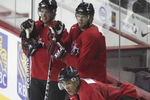 CALGARY, AB - AUGUST 24: Linemates (from left) Sidney Crosby, Rick Nash and Jarome Iginla during the second practice of the Team Canada Olympic Orientation Camp on August 24, 2009 at the Pengrowth Saddledome in Calgary, Alberta, Canada. (Photo by Mike Ridewood/Getty Images)